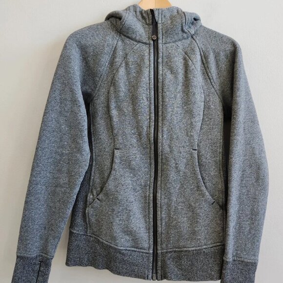 lululemon athletica Tops - Lululemon Scuba Hoodie Heathered Grey Size 4